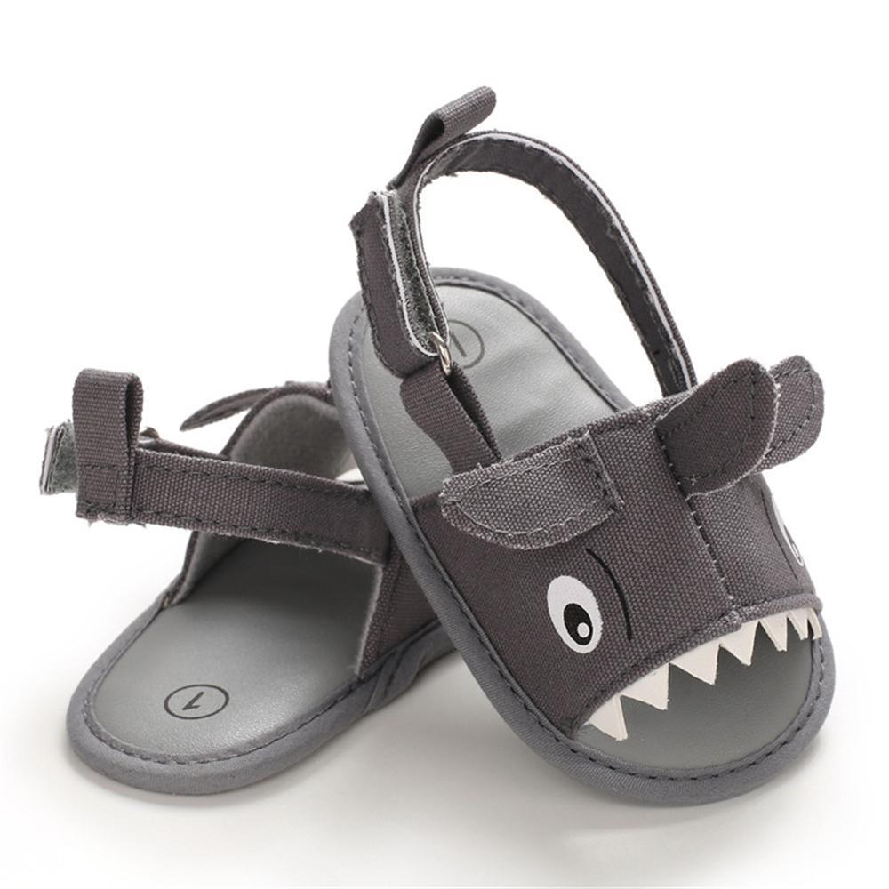 Baby Boys Cartoon Shark Magic Tape Canvas Sandals Baby Shoe Wholesale - PrettyKid