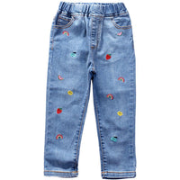 Girls Cartoon Solid Color Casual Jeans Wholesale - PrettyKid
