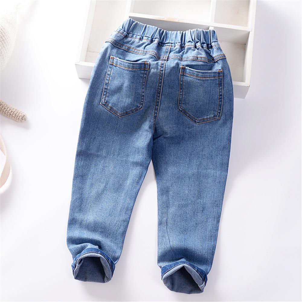 Girls Cartoon Solid Color Casual Jeans Wholesale - PrettyKid