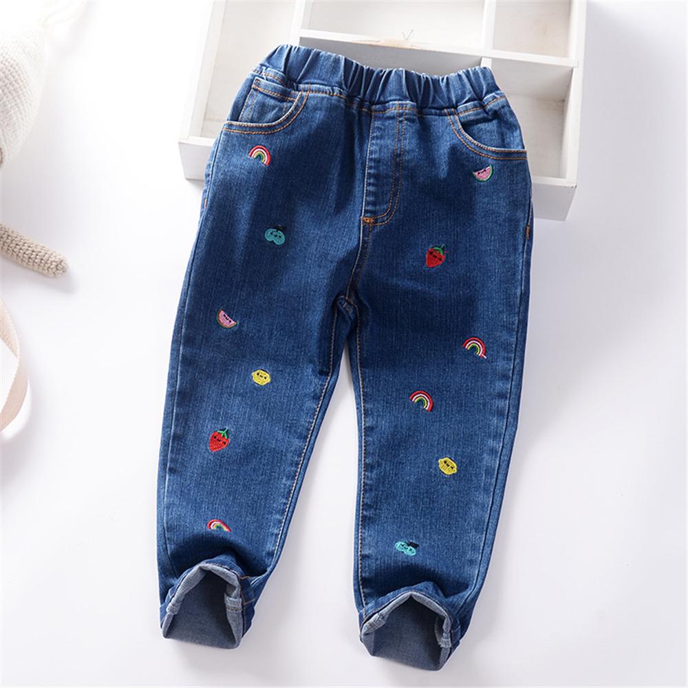 Girls Cartoon Solid Color Casual Jeans Wholesale - PrettyKid