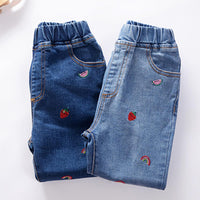 Girls Cartoon Solid Color Casual Jeans Wholesale - PrettyKid
