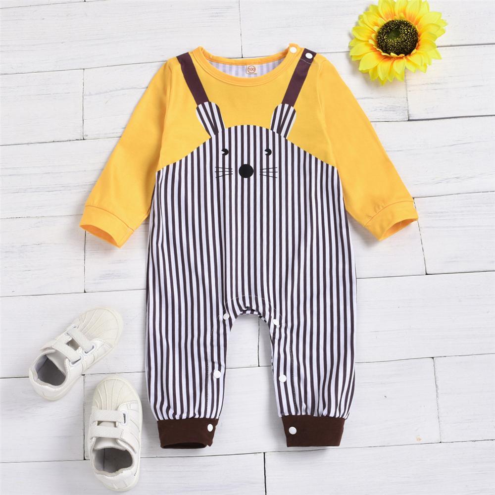 Baby Unisex Cartoon Striped Long-Sleeve Romper Baby Romper Wholesale - PrettyKid