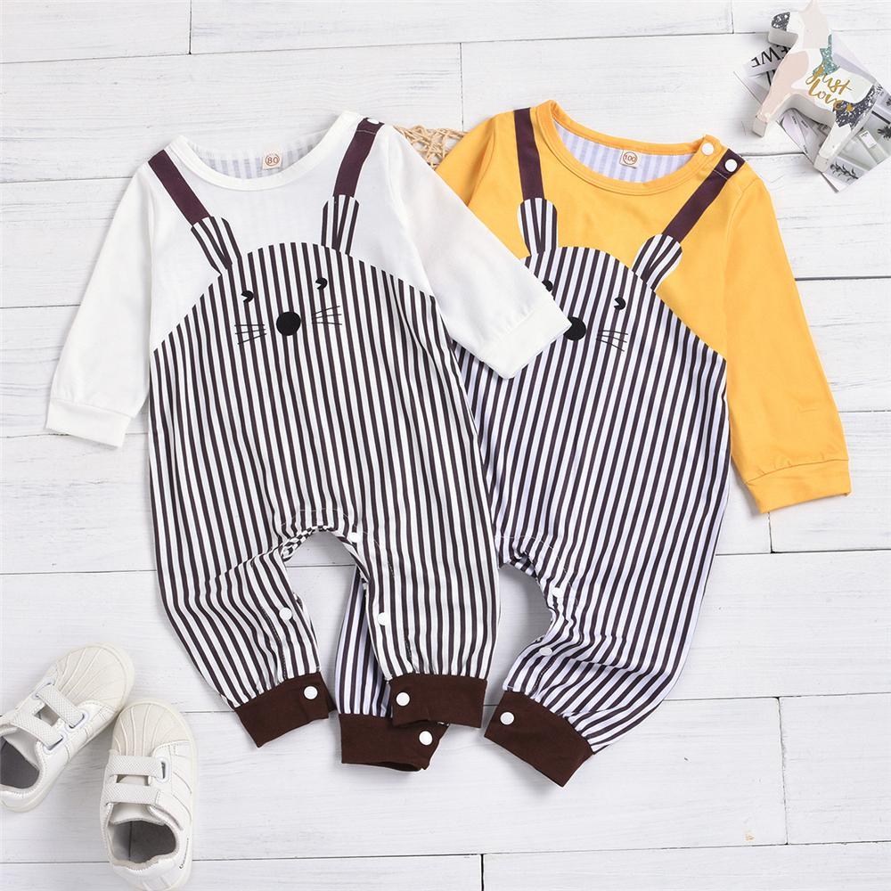 Baby Unisex Cartoon Striped Long-Sleeve Romper Baby Romper Wholesale - PrettyKid