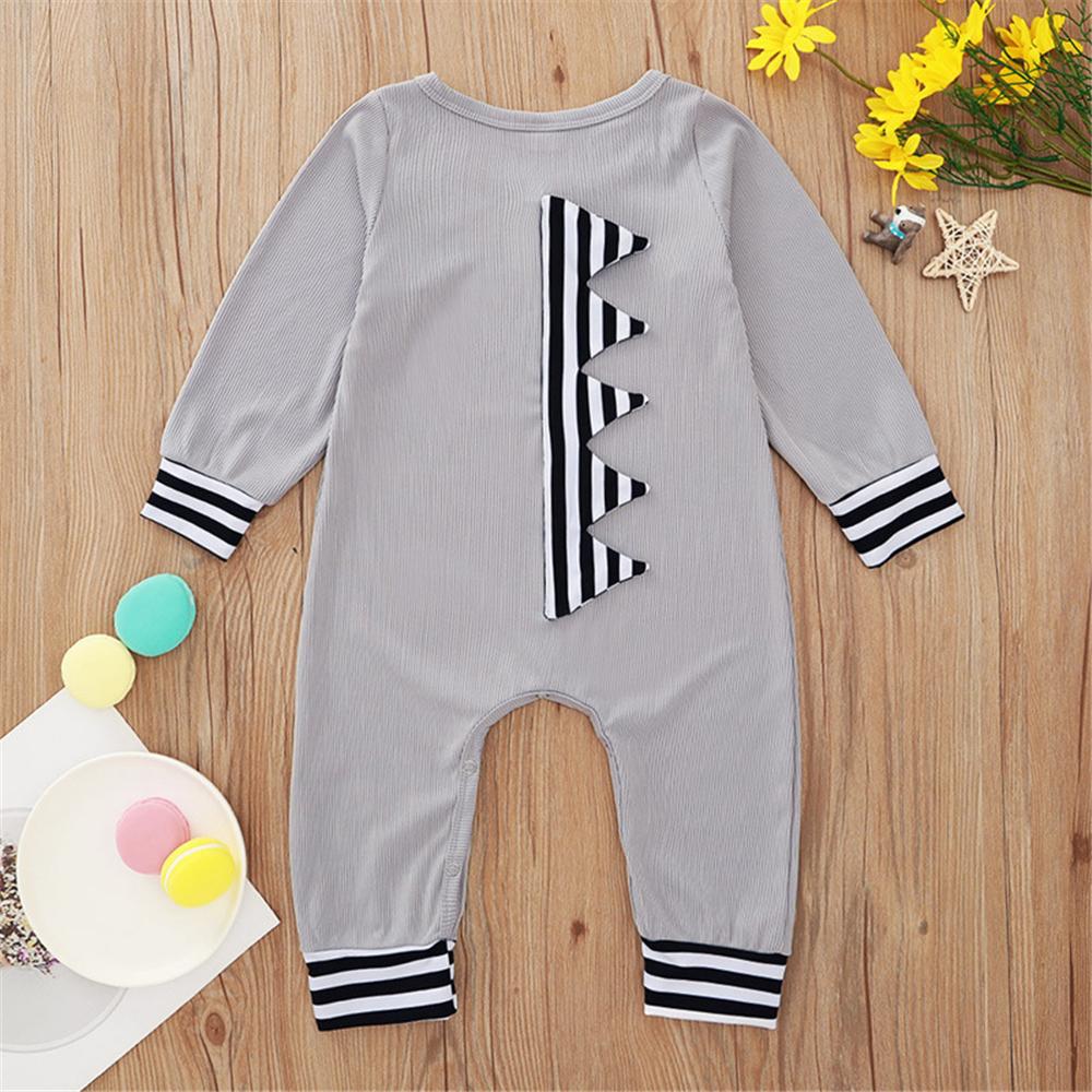 Baby Unisex Cartoon Striped Long Sleeve Romper Wholesale Baby Cloths - PrettyKid