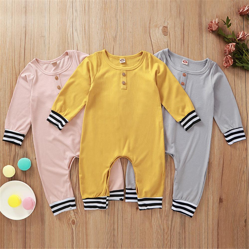 Baby Unisex Cartoon Striped Long Sleeve Romper Wholesale Baby Cloths - PrettyKid