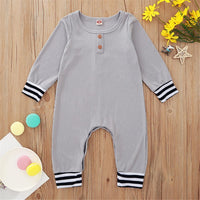 Baby Unisex Cartoon Striped Long Sleeve Romper Wholesale Baby Cloths - PrettyKid