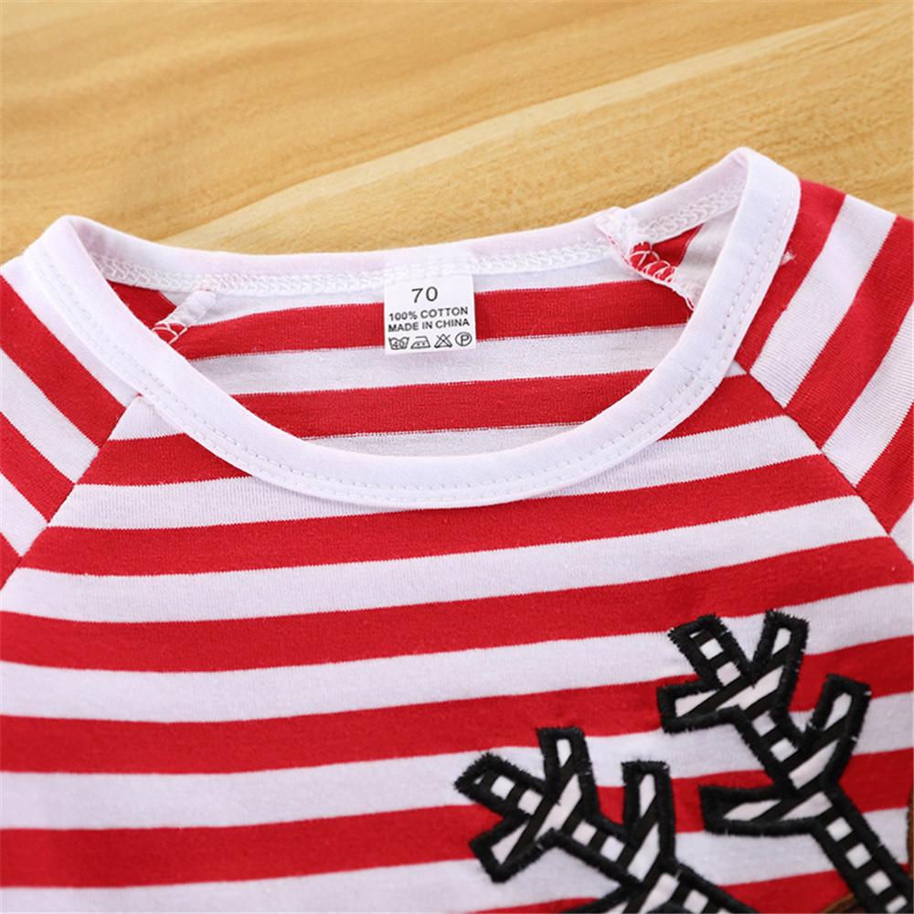 Baby Deer Cartoon Striped Printed Rompers - PrettyKid