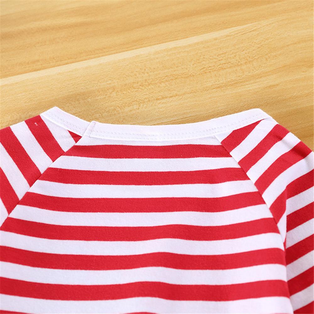 Baby Deer Cartoon Striped Printed Rompers - PrettyKid