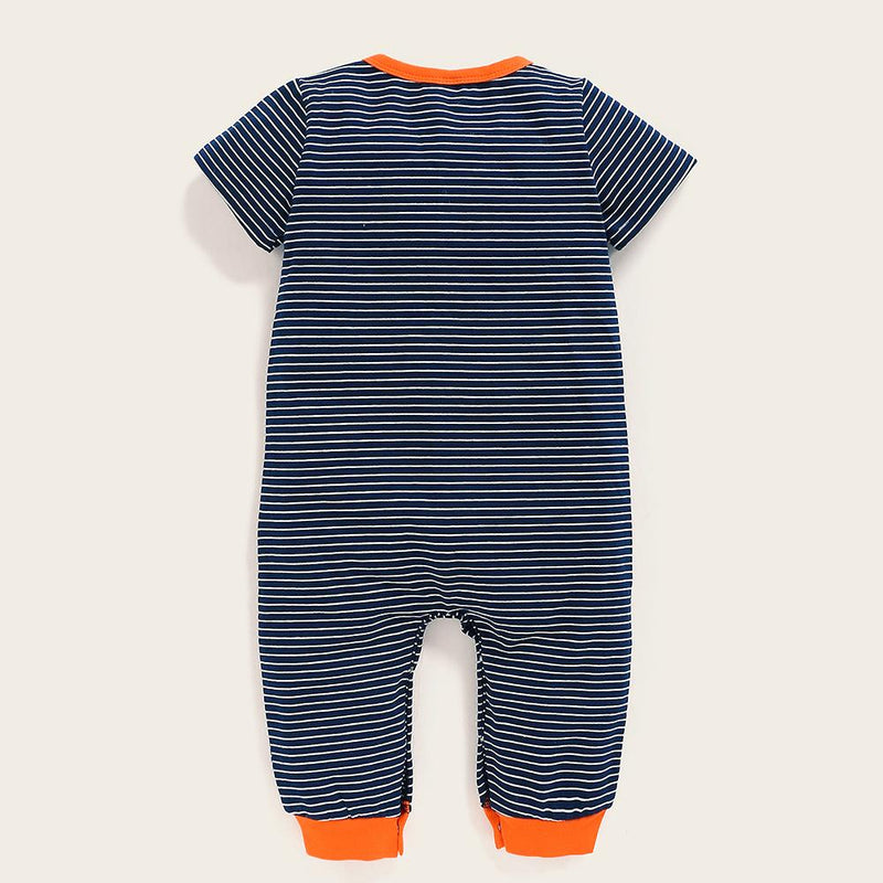 Baby Unisex Cartoon Striped Short Sleeve Cardigan Romper Wholesale clothes Baby in bulk - PrettyKid