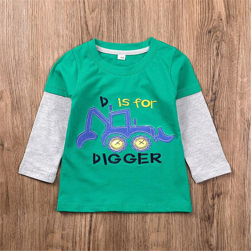 Boys Cartoon Striped Sleeve Long Sleeve T-shirt Boy Clothes Wholesale - PrettyKid