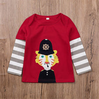 Boys Cartoon Striped Sleeve Long Sleeve T-shirt Boy Clothes Wholesale - PrettyKid