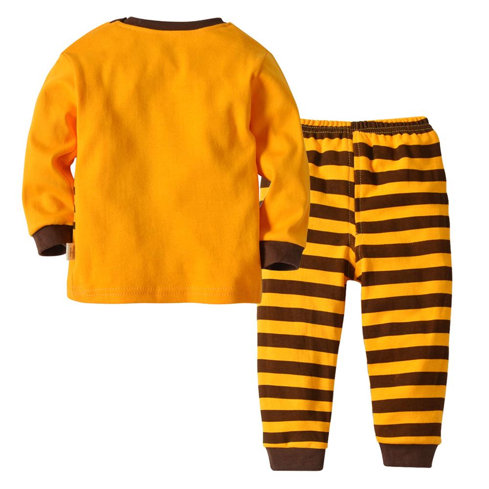 Baby Cartoon Tiger Long Sleeve Top & Striped Pants Wholesale Childrens Pajamas - PrettyKid