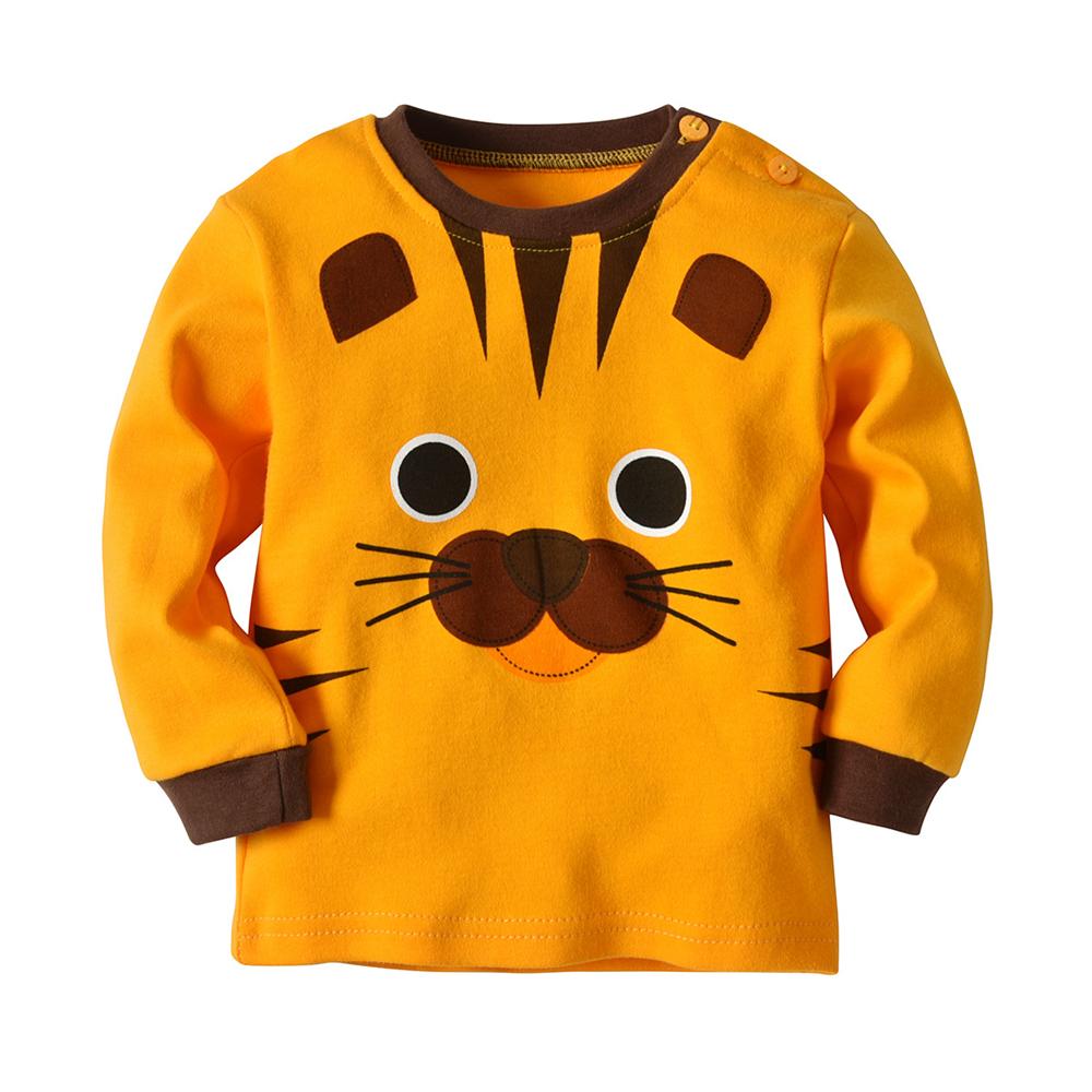 Baby Cartoon Tiger Long Sleeve Top & Striped Pants Wholesale Childrens Pajamas - PrettyKid