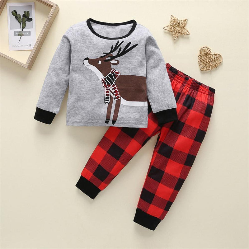 Baby Boys Cartoon Top & Plaid Pants Wholesale Toddler Boy Clothes - PrettyKid