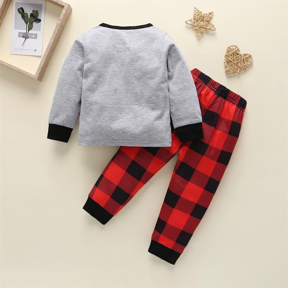 Baby Boys Cartoon Top & Plaid Pants Wholesale Toddler Boy Clothes - PrettyKid