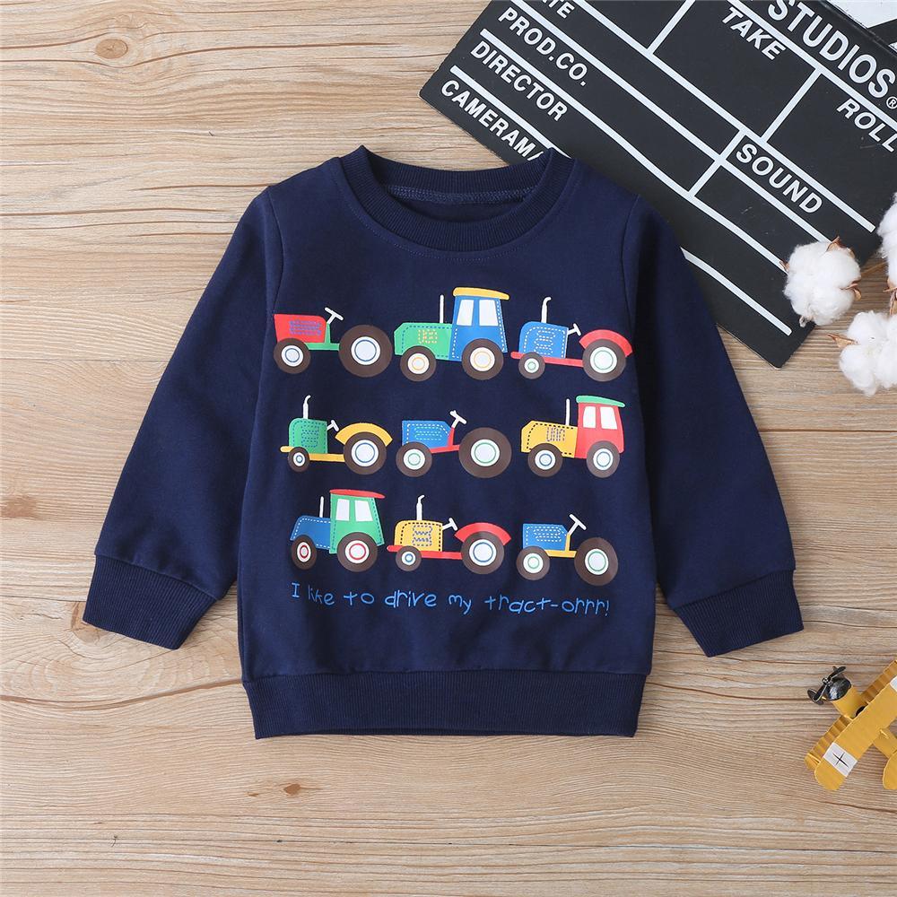 Boys Cartoon Transportation Long Sleeve Casual T-shirt Boys Clothes Wholesale - PrettyKid