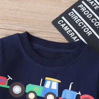 Boys Cartoon Transportation Long Sleeve Casual T-shirt Boys Clothes Wholesale - PrettyKid