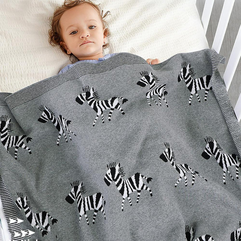 Baby Cartoon Zebra Printed Cotton Baby Blankets Wholesale - PrettyKid