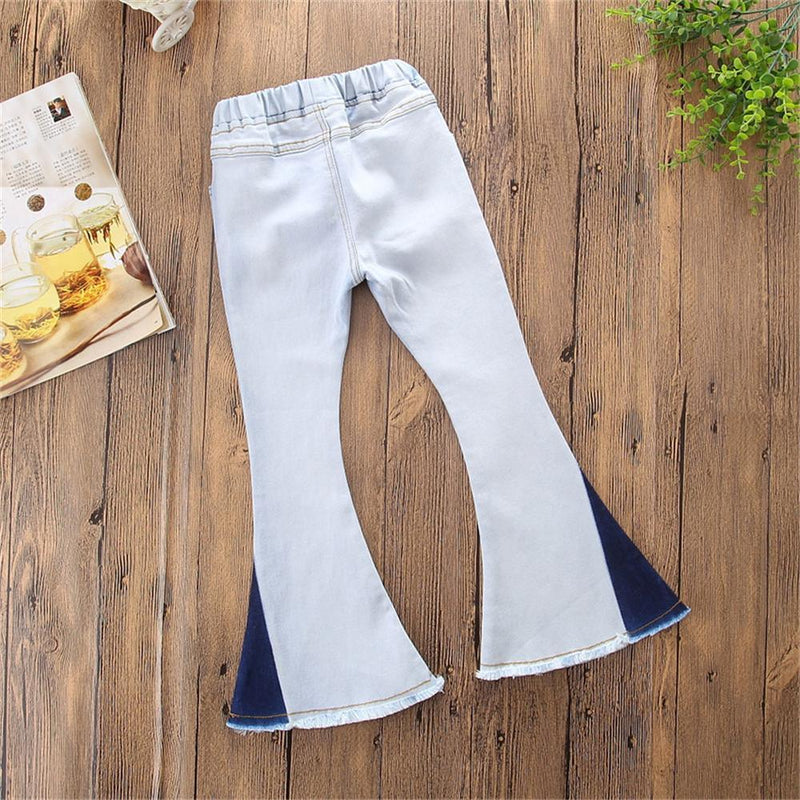 Girls Casaul Pocket Flared Jeans Wholesale - PrettyKid