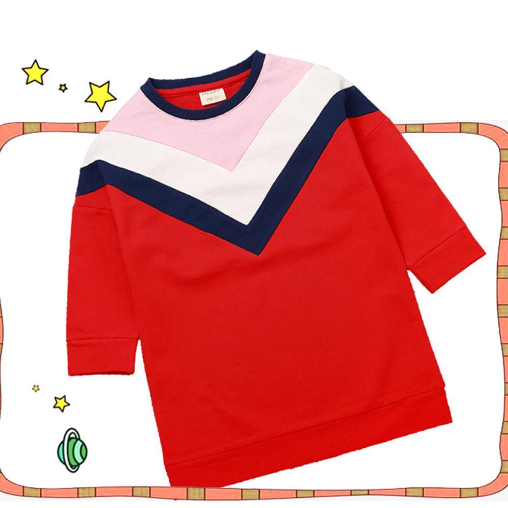 Girls Casual Color Contrast Long Tops Wholesale Kidswear - PrettyKid