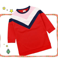 Girls Casual Color Contrast Long Tops Wholesale Kidswear - PrettyKid