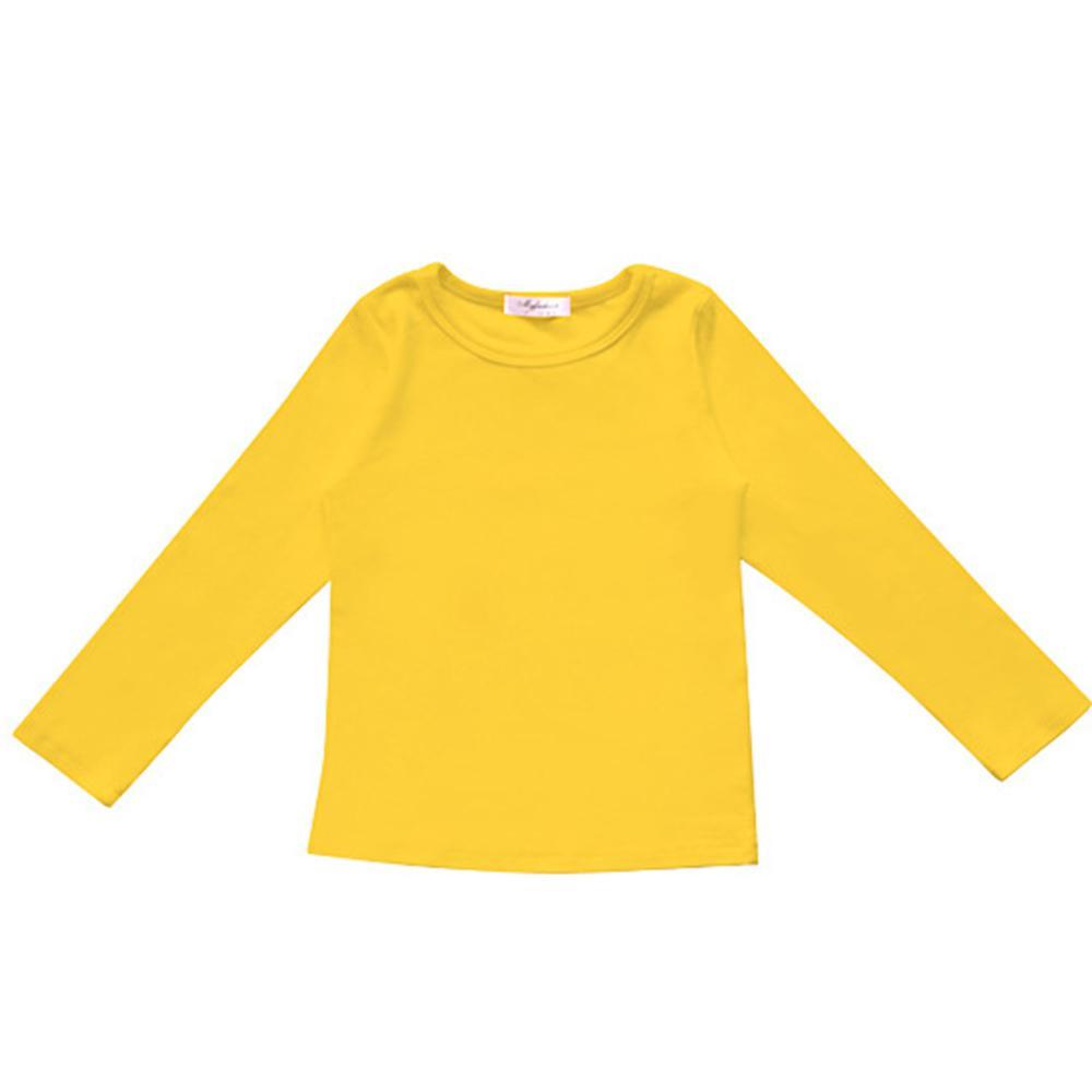 Girls Casual Crew Neck Long Sleeve Solid T-shirt Girl T Shirts Wholesale - PrettyKid