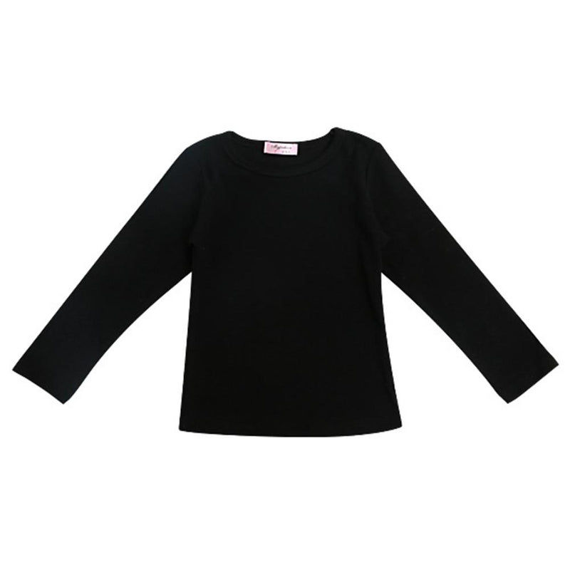 Girls Casual Crew Neck Long Sleeve Solid T-shirt Girl T Shirts Wholesale - PrettyKid