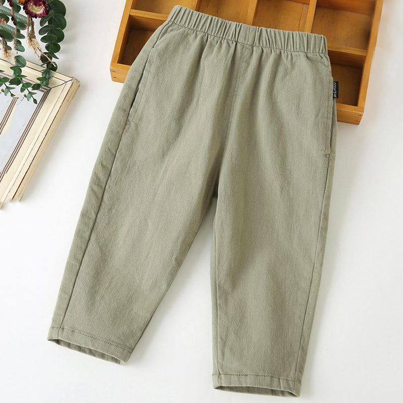 Girls Casual Elastic Waist Solid Trousers Wholesale - PrettyKid