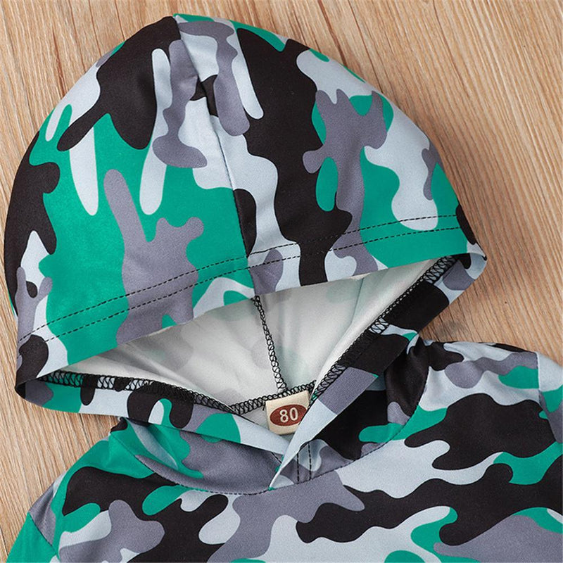 Baby Casual Hooded Long Sleeve Camo Printed Tracksuit Baby Wholesale Clothing - PrettyKid