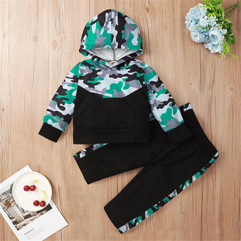 Baby Casual Hooded Long Sleeve Camo Printed Tracksuit Baby Wholesale Clothing - PrettyKid