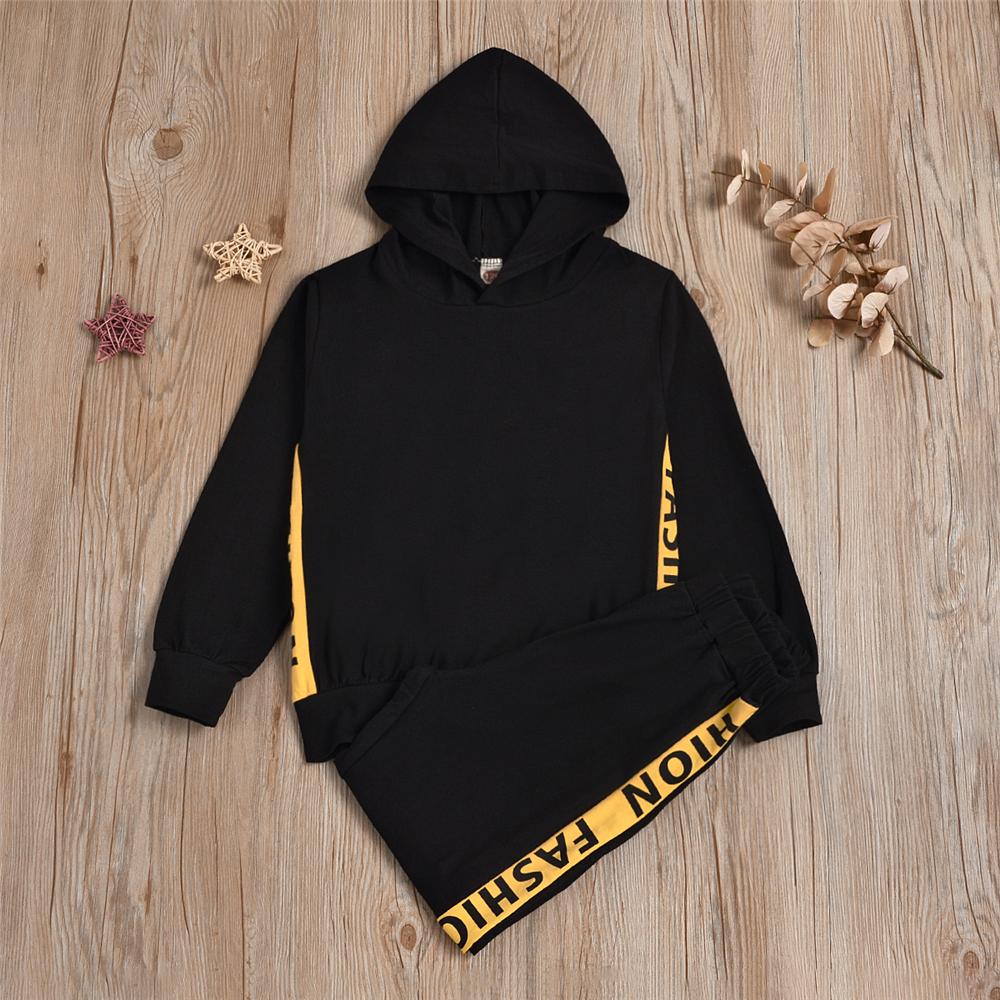 Boys Casual Hooded Long Sleeve Letter Tracksuit Kids Wholesale Clothing - PrettyKid