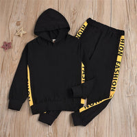 Boys Casual Hooded Long Sleeve Letter Tracksuit Kids Wholesale Clothing - PrettyKid