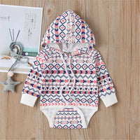 Baby Casual Hooded Long Sleeve Rompers - PrettyKid