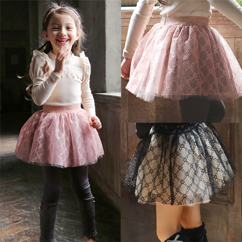 Girls Casual Lace Floral Skirt - PrettyKid