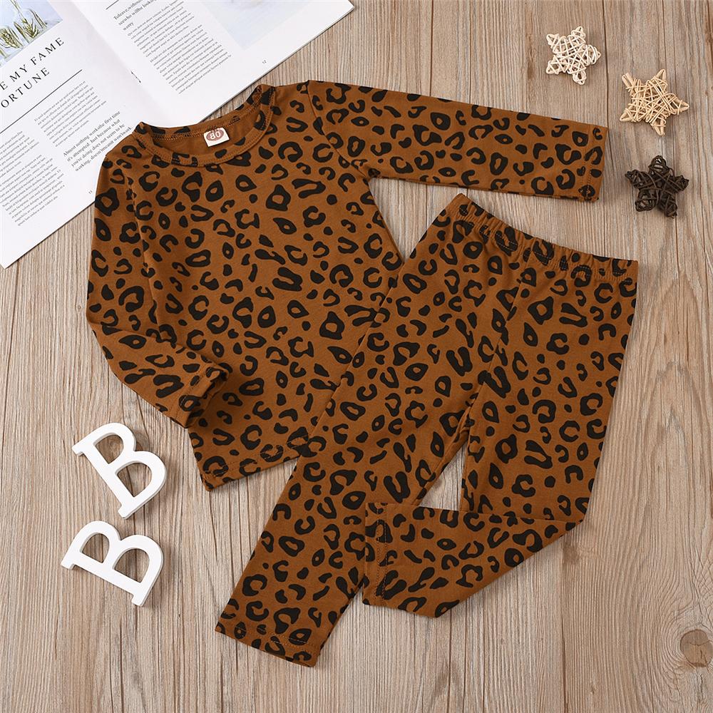 Toddler Girls Leopard Long Sleeve Top & Pants Wholesale Girls Clothing - PrettyKid