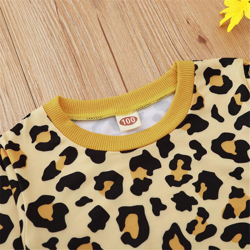 Girls Casual Leopard Long Sleeve Top & Skirt Toddler Girls Wholesale - PrettyKid