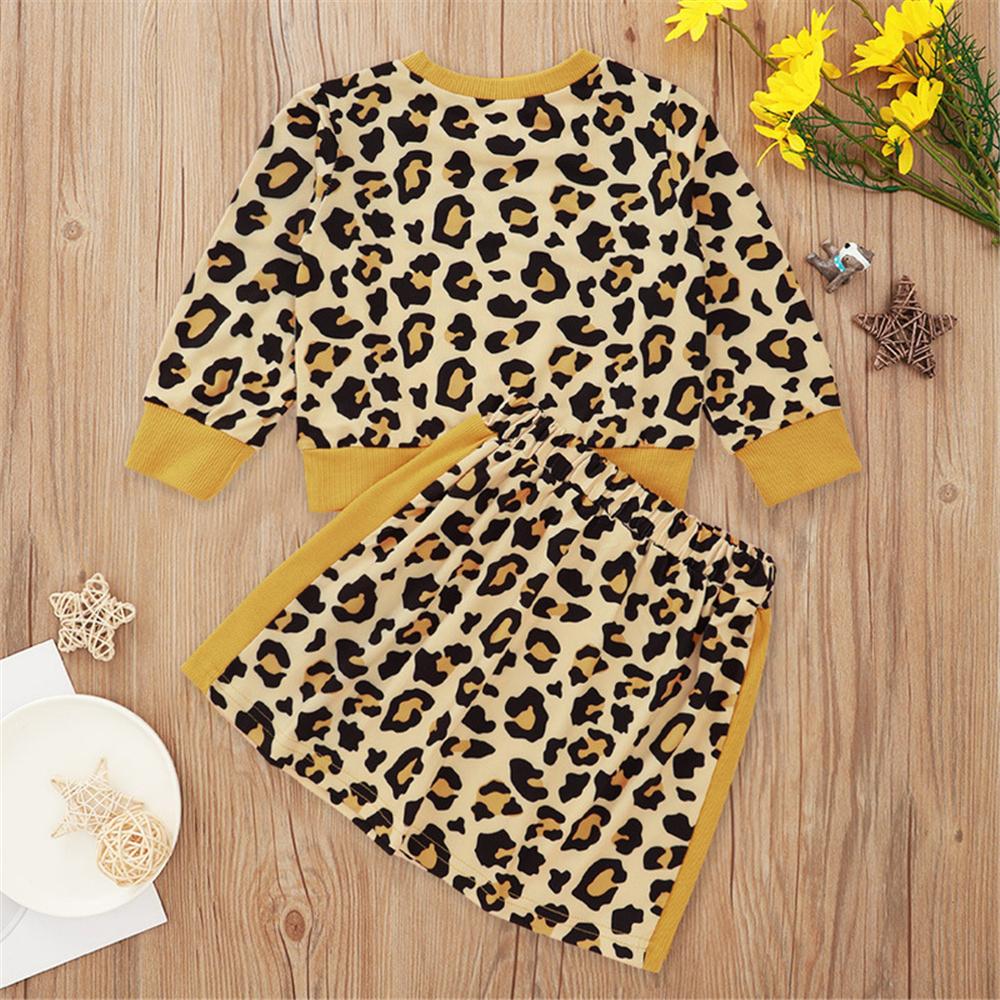 Girls Casual Leopard Long Sleeve Top & Skirt Toddler Girls Wholesale - PrettyKid