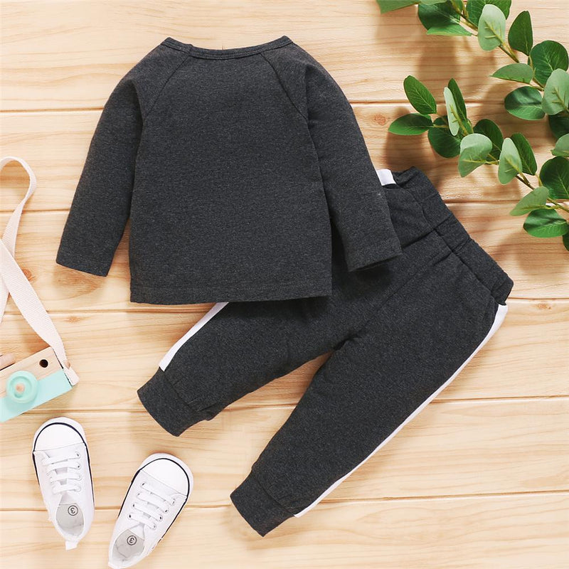 Boys Casual Letter Printed Long Sleeve Top & Pants Wholesale Boys Clothing - PrettyKid