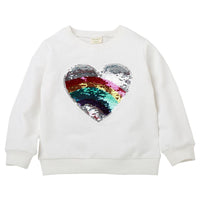 Girls Casual Long Sleeve Crew Neck Sequin Tees Wholesale - PrettyKid