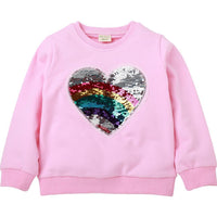 Girls Casual Long Sleeve Crew Neck Sequin Tees Wholesale - PrettyKid