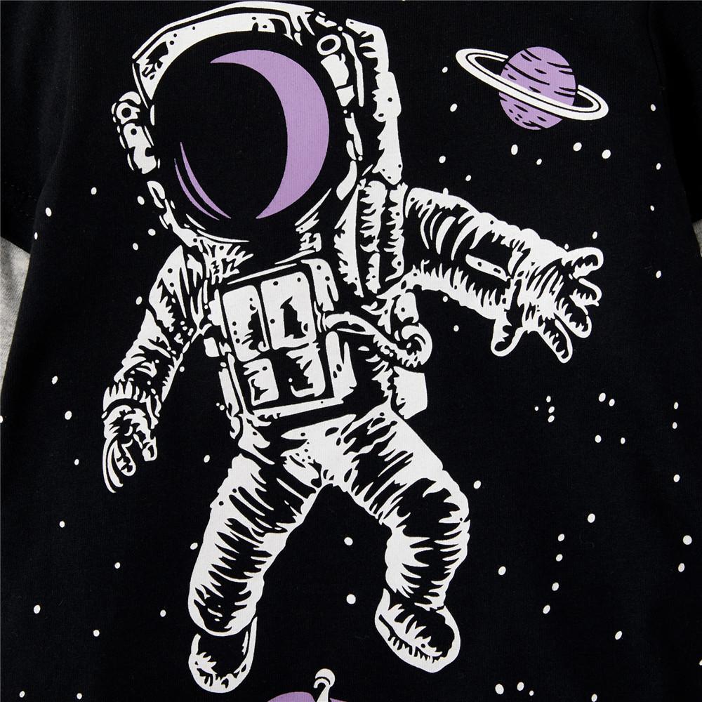 Boys Casual Long Sleeve Space Astronaut Printed Tops - PrettyKid