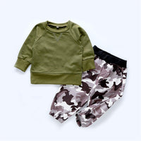 Baby Boys Casual Long Sleeve Top & Camo Pants Baby Clothing Bulk - PrettyKid