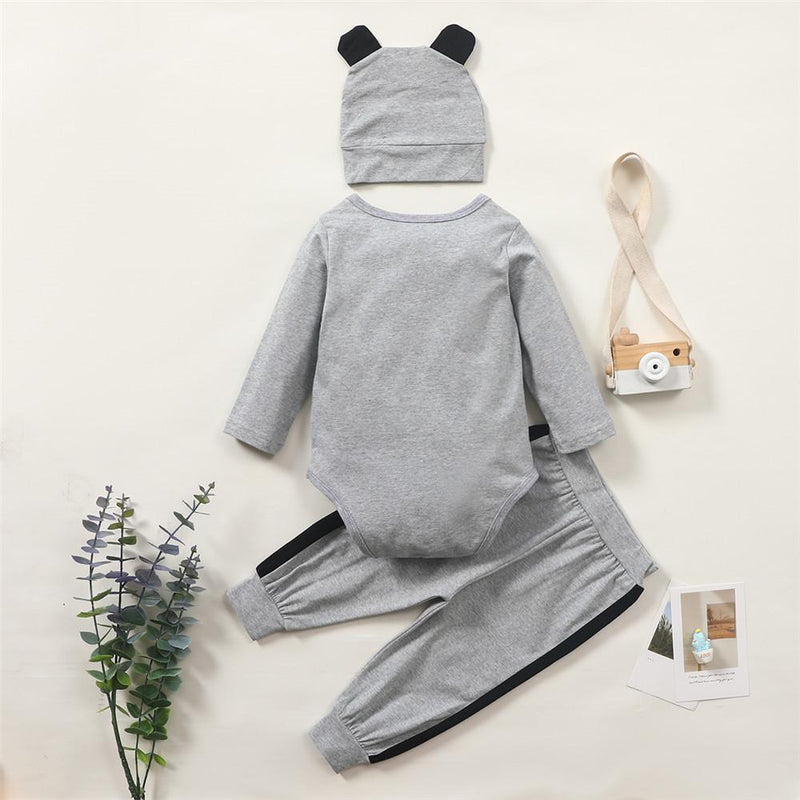 Baby Casual Panda Long Sleeve Romper & Pants & Hat Baby Clothing In Bulk - PrettyKid