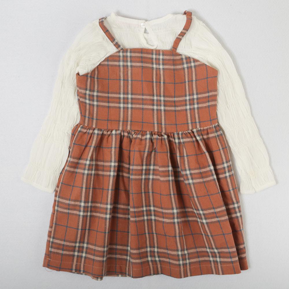 Girls Casual Plaid Long Sleeve Dress - PrettyKid