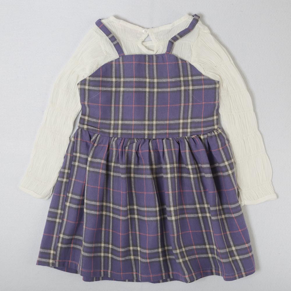 Girls Casual Plaid Long Sleeve Dress - PrettyKid