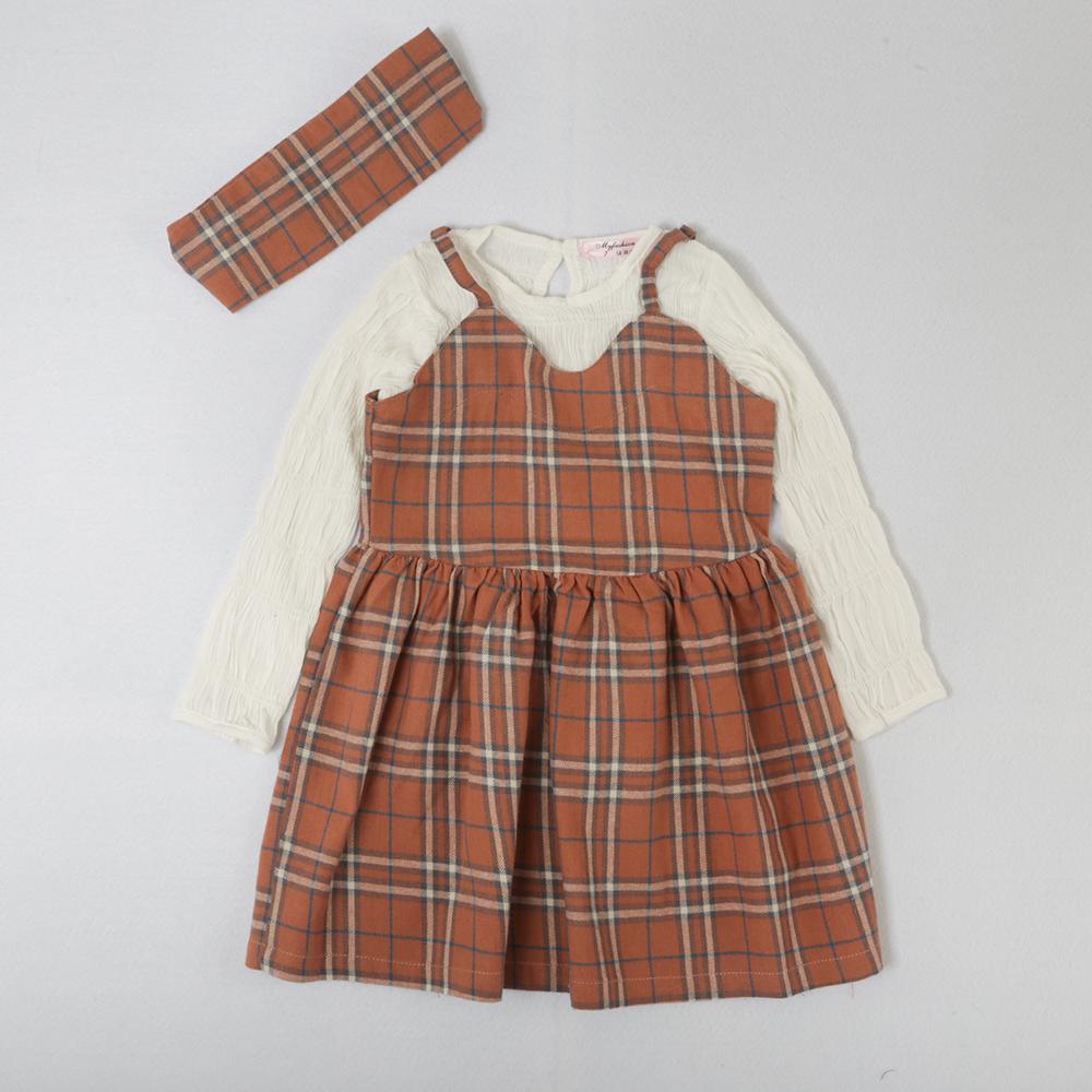 Girls Casual Plaid Long Sleeve Dress - PrettyKid