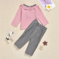 Toddler Girls Casual Plaid Long Sleeve Top & Pants Wholesale Girls - PrettyKid