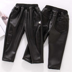 Boys Casual Pocket Artificial Leather Pants Wholesale Bulk Childrens Clothing Suppliers - PrettyKid