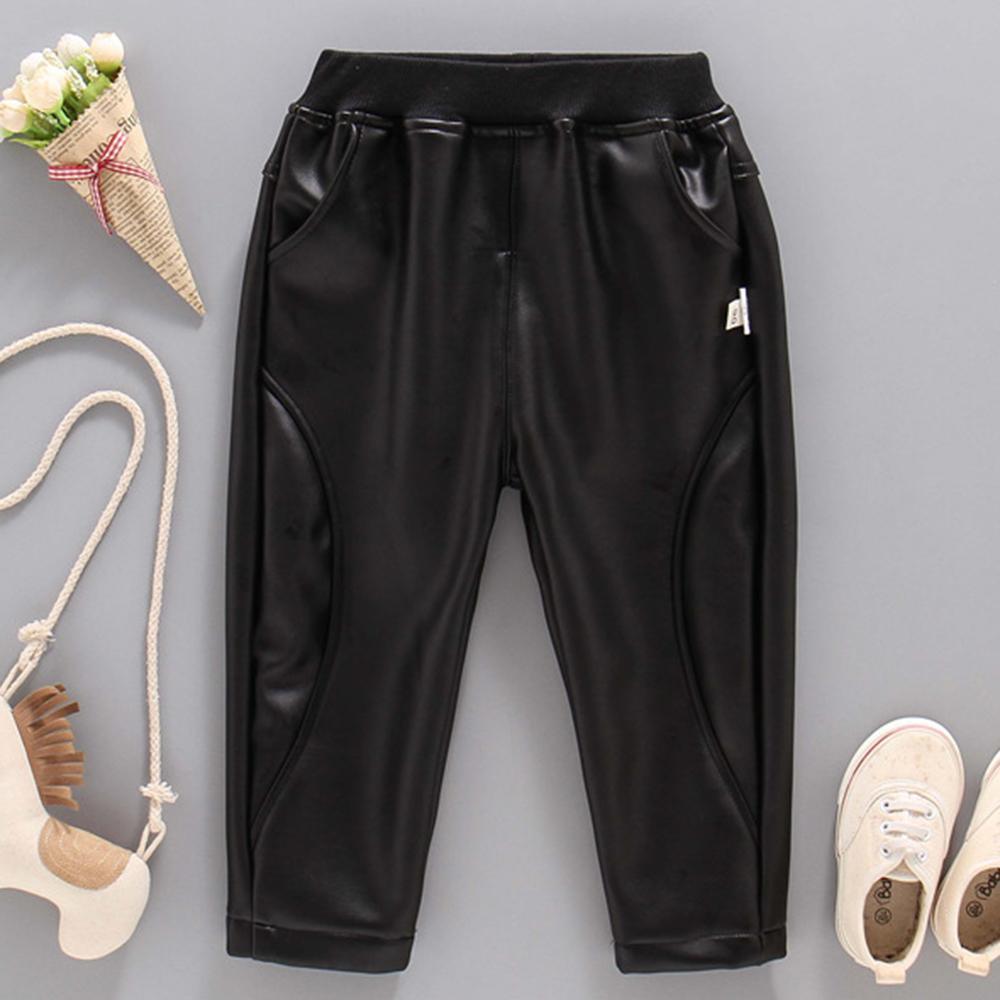 Boys Casual Pocket Artificial Leather Pants Wholesale Bulk Childrens Clothing Suppliers - PrettyKid