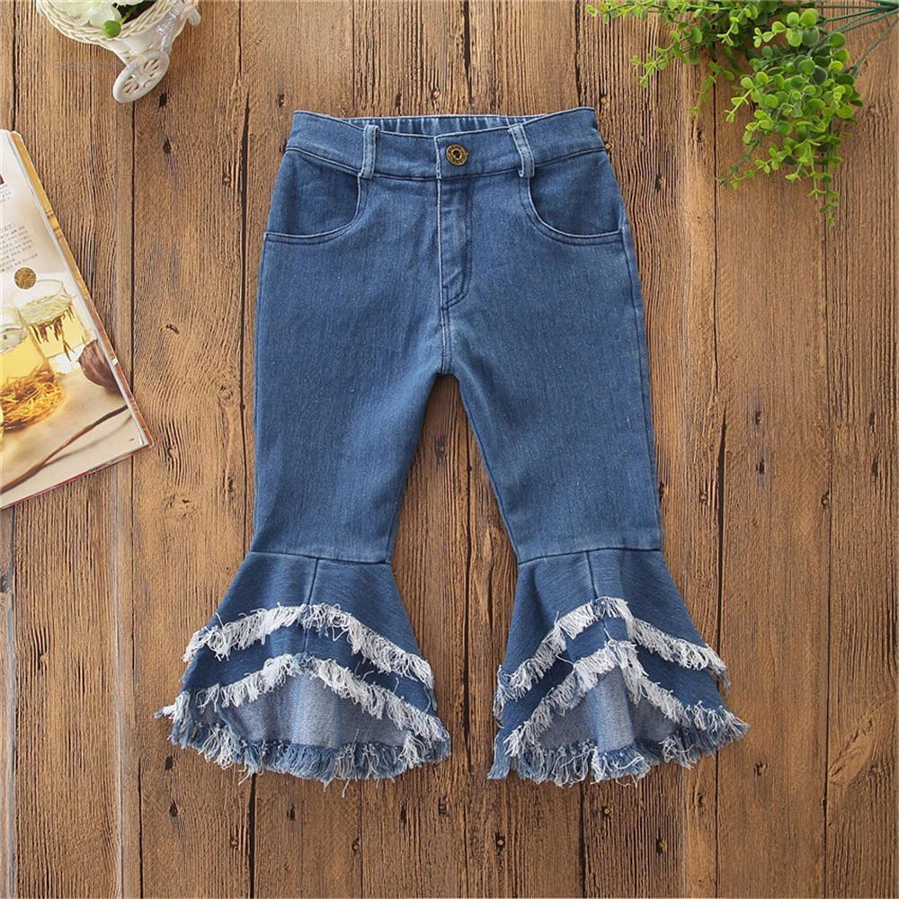 Girls Casual Pocket Solid Bell Jeans Wholesale Girl Clothing - PrettyKid